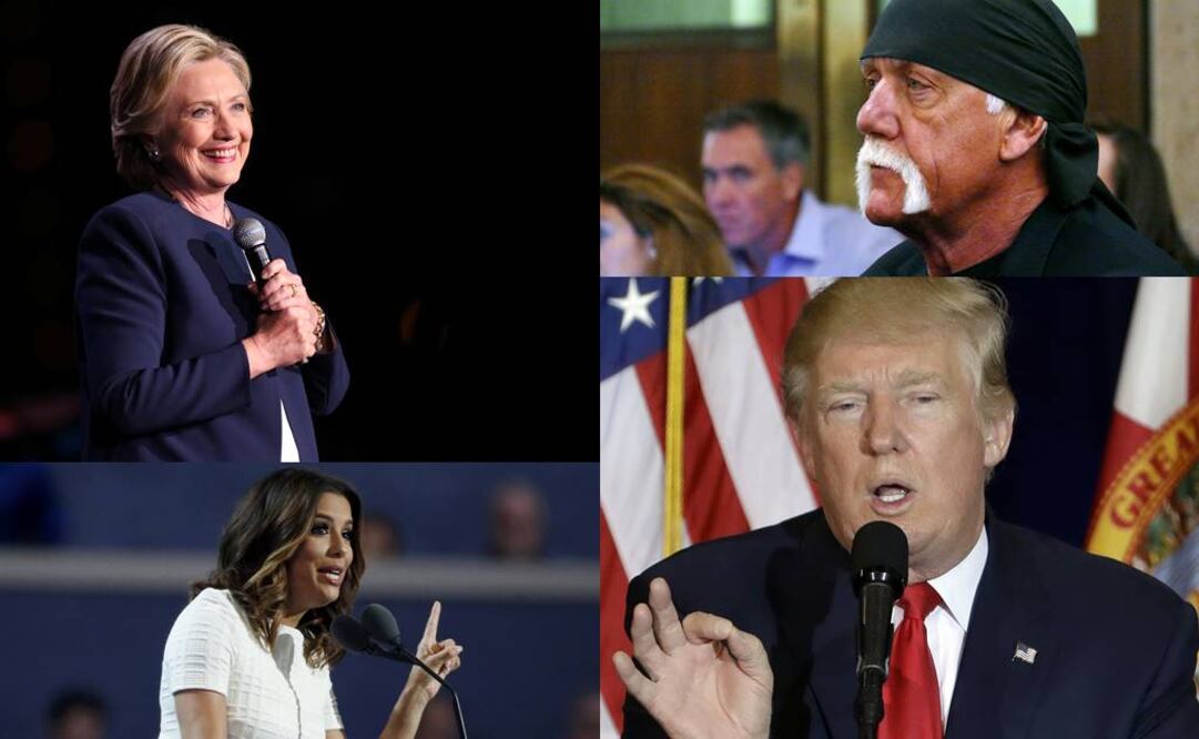 Eva Longoria es una de las actrices que promueve a Hillary Clinton. Por el contrario, Hulk Hogan ha mostrado preferencia por Trump. FOTOS: Agencias.