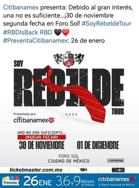 RBD tendrá dos conciertos en la CDMX, la banda anuncia nueva fecha