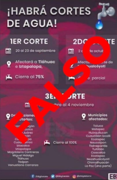 Aviso de cortes de agua en alcaldías de la CDMX es falso: Sacmex