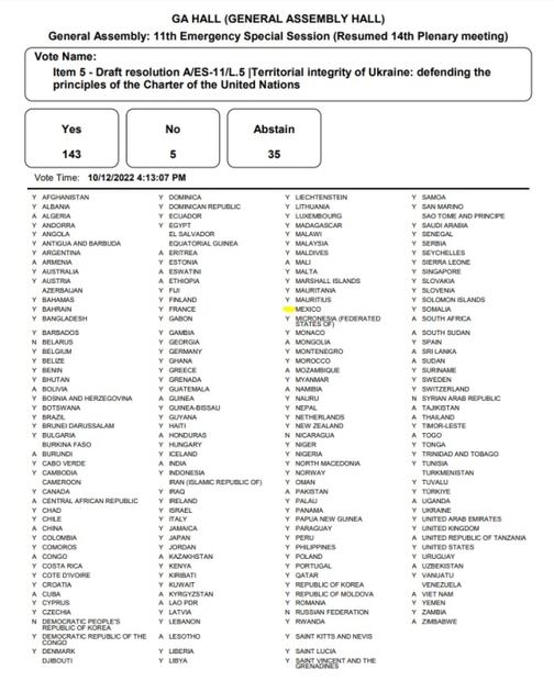 Esta es la boleta de la votación histórica donde México rechazó anexiones rusas en Ucrania