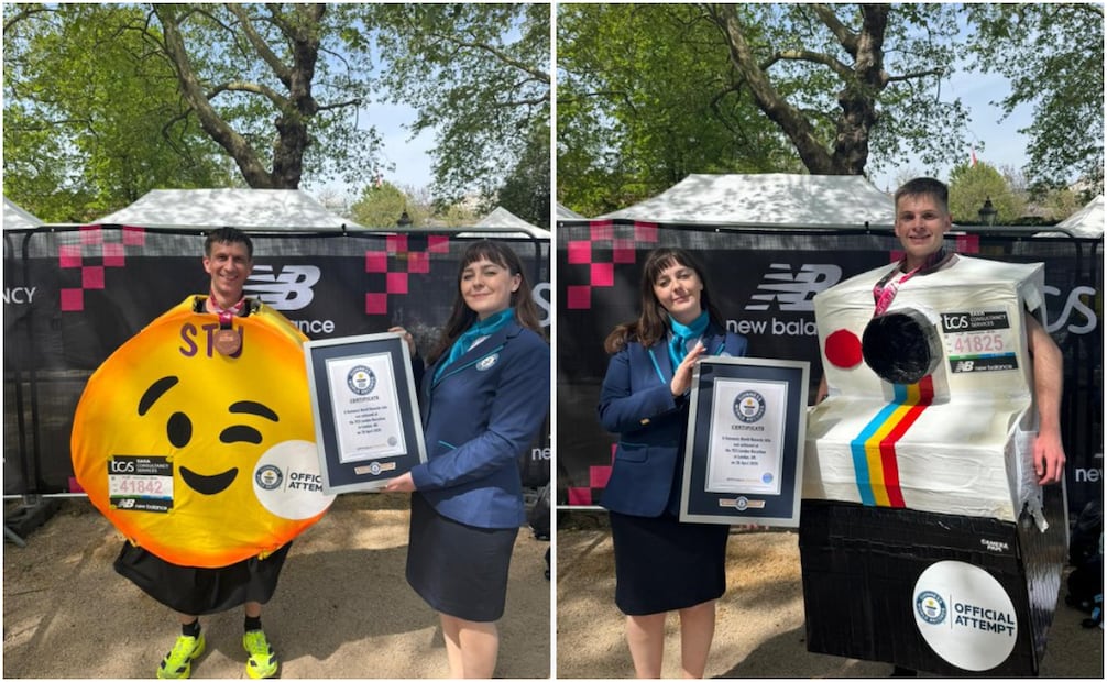 Los corredores demostraron su creatividad en la pista de velocidad, con botargas coloridas y prendas de vestir peculiares. Foto: X @GWR