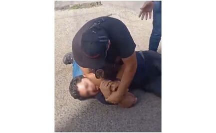 "No me ahorques" Agentes poblanos someten violentamente a ciudadano "por error"; son separados de sus funciones e investigados