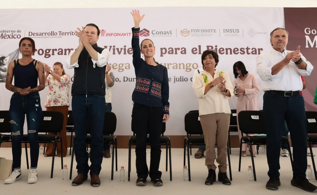 Sheinbaum promete beneficiar a más de 11 millones de familias con vivienda en Durango; defiende la condonación de créditos.
Foto: Especial.