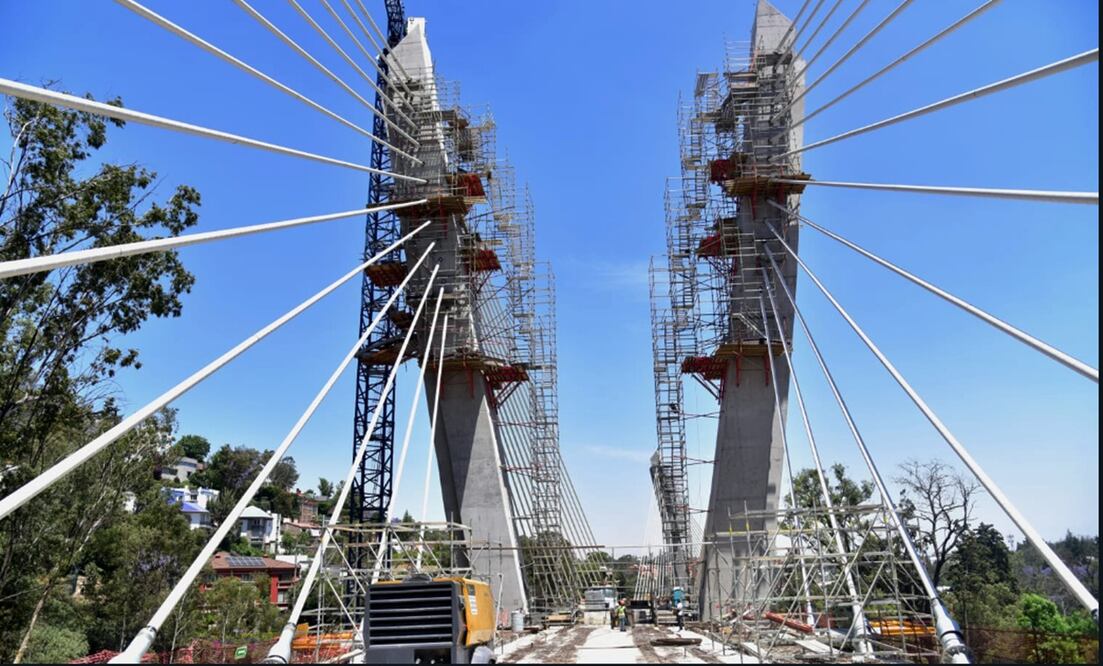 Así se conforma el Puente Atirantado del Tren Interurbano México-Toluca. Foto: especial