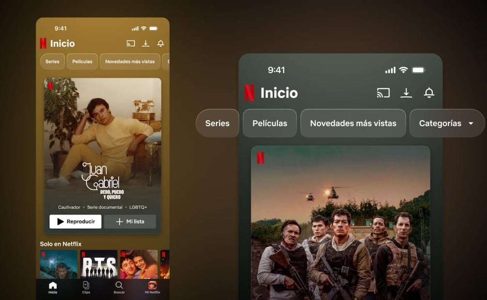 Netflix se rediseña y apuesta por video vertical en su app móvil. Imagen: Netflix