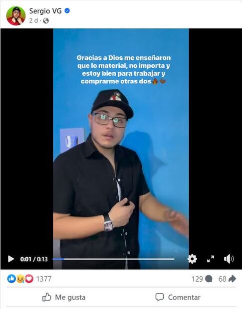 Esta fue la última publicación del influencer Sergio VG en redes. Foto: Captura de pantalla