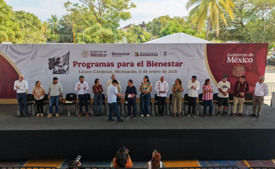 Evento de la presidenta Claudia Sheinbaum en el puerto de Lázaro Cárdenas, Michoacán, este domingo 11 de enero de 2026. Foto: Presidencia
