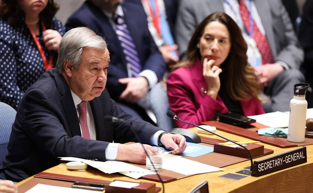 El Secretario General de las Naciones Unidas, Antonio Guterres pronuncia un discurso de apertura durante una reunión del Consejo de Seguridad de la ONU. Foto: AFP