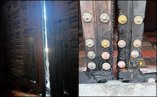 Arquidiócesis denuncia que dos sujetos fueron los responsables del incendio en la Catedral de Puebla; califica el hecho como “actos vandálicos”