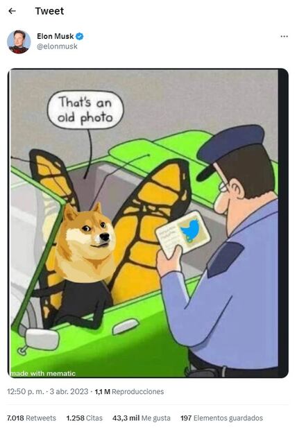 Elon Musk dejó en claro que el icono es en alusión al perro del Dogecoin. Foto: Twitter @elonmusk