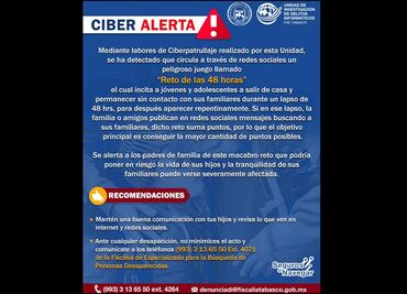 “Reto de las 48 horas”, juego que incita a jóvenes en Tabasco a ocultarse