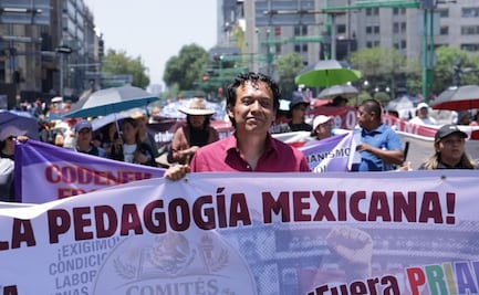 Marx Arriaga se suma a marcha de la CNTE en CDMX; acusa a empresas de utilizar la educación para evadir impuestos