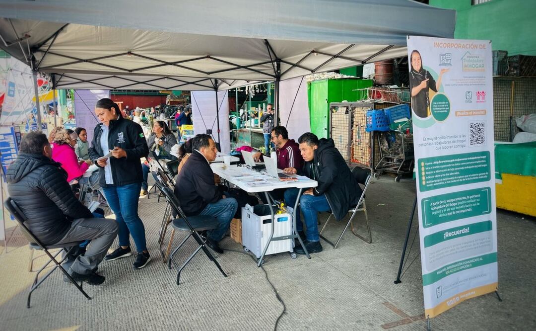 Módulo de afiliación del IMSS en la Central de Abastos de la CDMX (11/11/2025). Foto: Especial