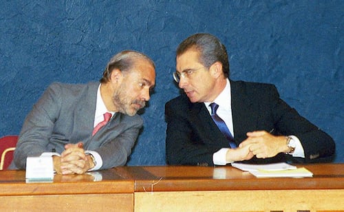 El secretario de Hacienda y Crédito Público, José Ángel Gurría y el entonces presidente, Ernesto Zedillo, julio 2000. Foto: Carlos Pereda/EL UNIVERSAL.