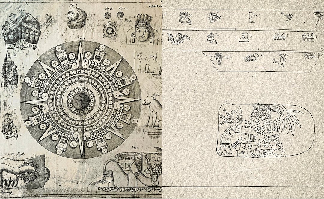 Fragmentos de la lámina I y II con dibujos de Francisco Agüera y Bustamante que fueron encontrados en un lote de documentos en una subasta que se llevó a cabo en junio de 2021, en Francia, por la Maison Alde. Foto: Cortesía Maison Alde.