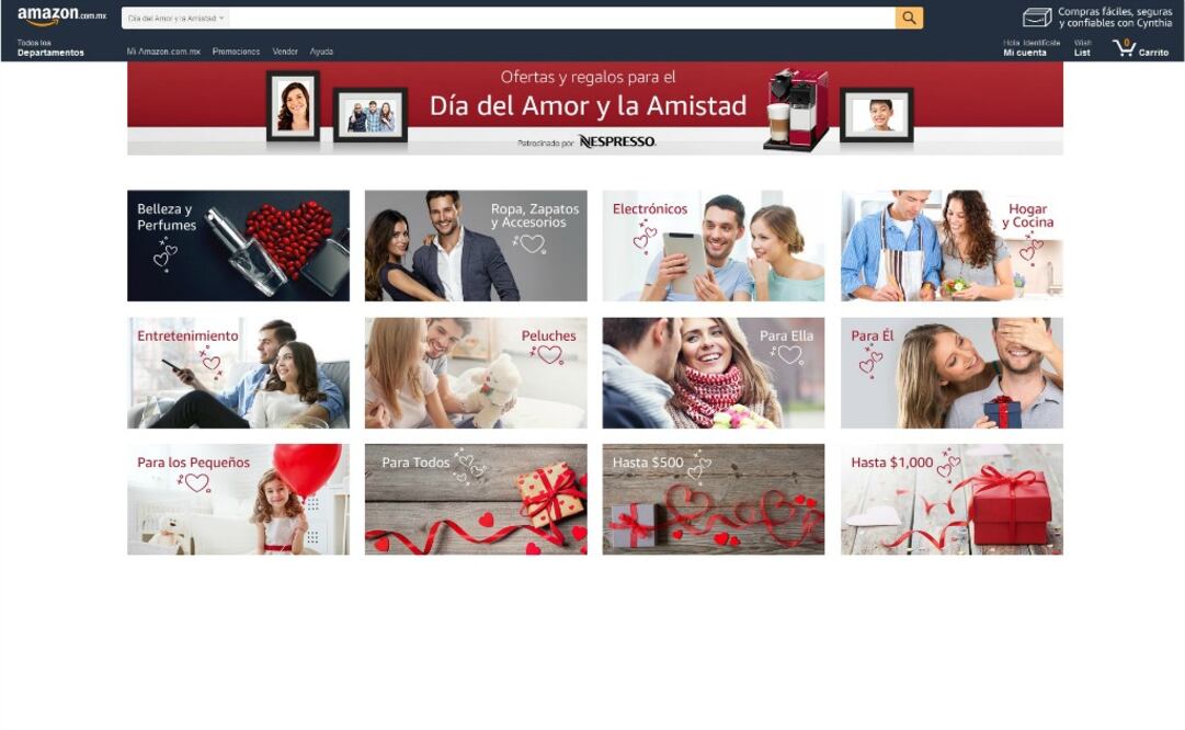 De igual manera, la firma presentó su nueva tienda especial para el Día de Amor y la Amistad (Amazon.com.mx/amoryamistad) en la que es posible encontrar miles de sugerencias para regalar