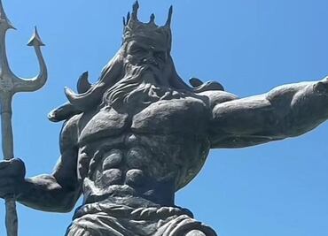 "Ya pa´qué": Clausuran estatua de Poseidón en playas de Progreso, Yucatán tras paso del huracán Beryl