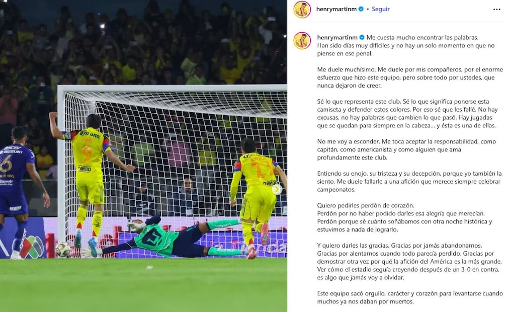 Mensaje de Henry Martín, tras la eliminación del América en el Clausura 2026 - Foto: @henrymartinm en Instagram