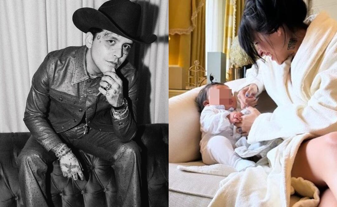 Christian Nodal, Cazzu y su hija Inti. Foto: Instagram Oficial.