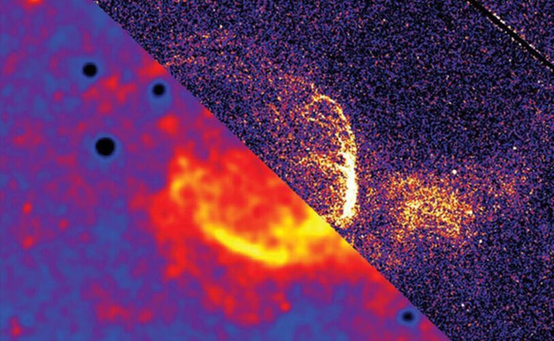 Composición de imágenes obtenidas con el Liverpool Telescope (abajo a la izquierda) y con el telescopio espacial Hubble (arriba a la derecha). El remanente de la nova M31N 2008–12a está situado en el centro de la imagen. / Matt Darnley/LJMU