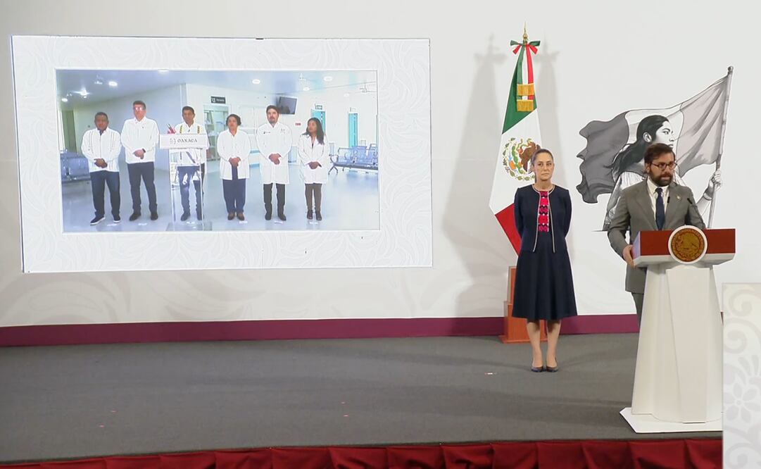 Claudia Sheinbaum, presidenta de México y Alejandro Svarch, titular del IMSS Bienestar. Foto: captura de pantalla