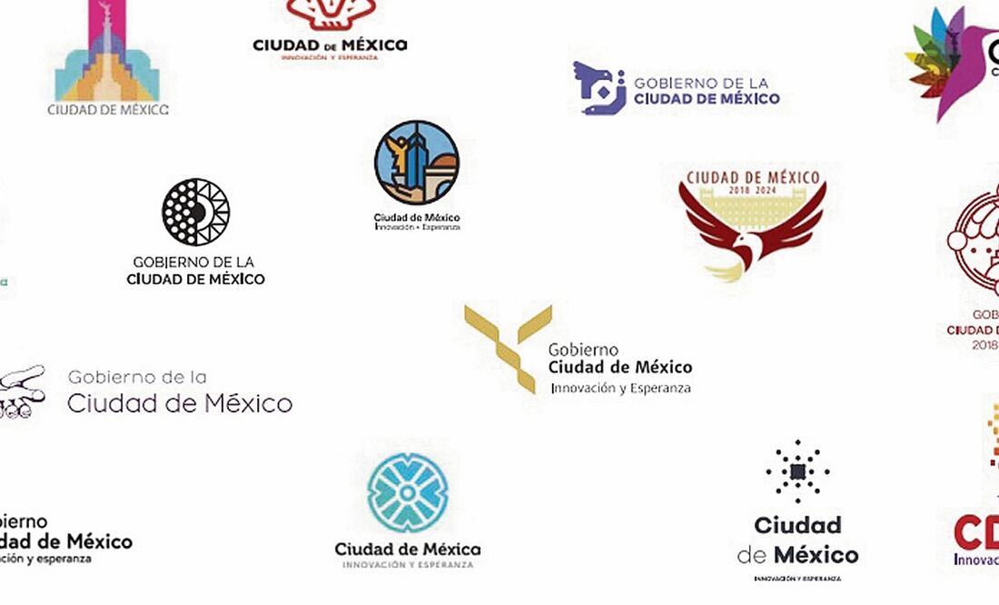 Algunas de las propuestas gráficas aluden al origen prehispánico de la capital como el águila y la serpiente, nopales, o la Ciudad en medio de un lago; edificios emblemáticos, monumentos o de códices, como el Mendocino. ESPECIAL Algunas de las propuestas