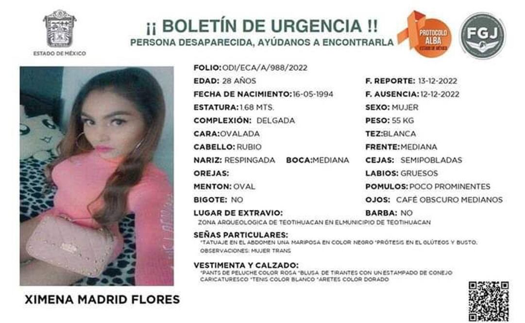 Hallan cuerpo de Ximena Madrid Flores, mujer trans, en Teotihuacán. Foto: Especial
