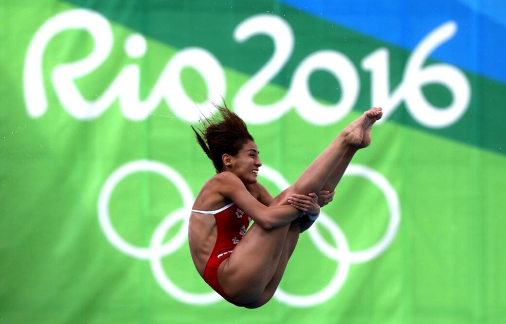 La mexicana Paola Espinosa se quedó a orillas del podio, al quedar en la cuarta posición, con 377.10 puntos, en la final de plataforma 10 metros de los Juegos Olimpicos de Río 2016. Foto Xinhua