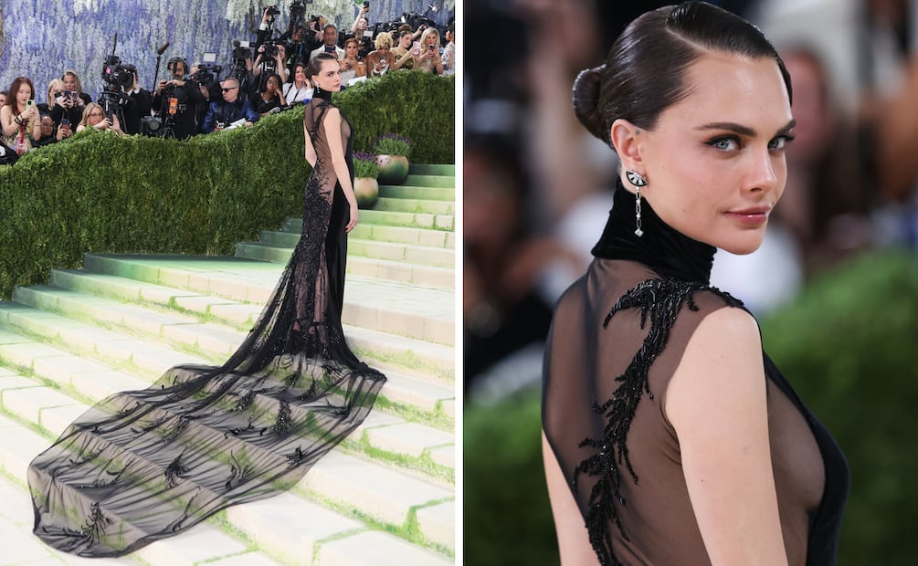 Cara Delevinge en Ralph Lauren para la Met Gala. Foto: AP, AFP