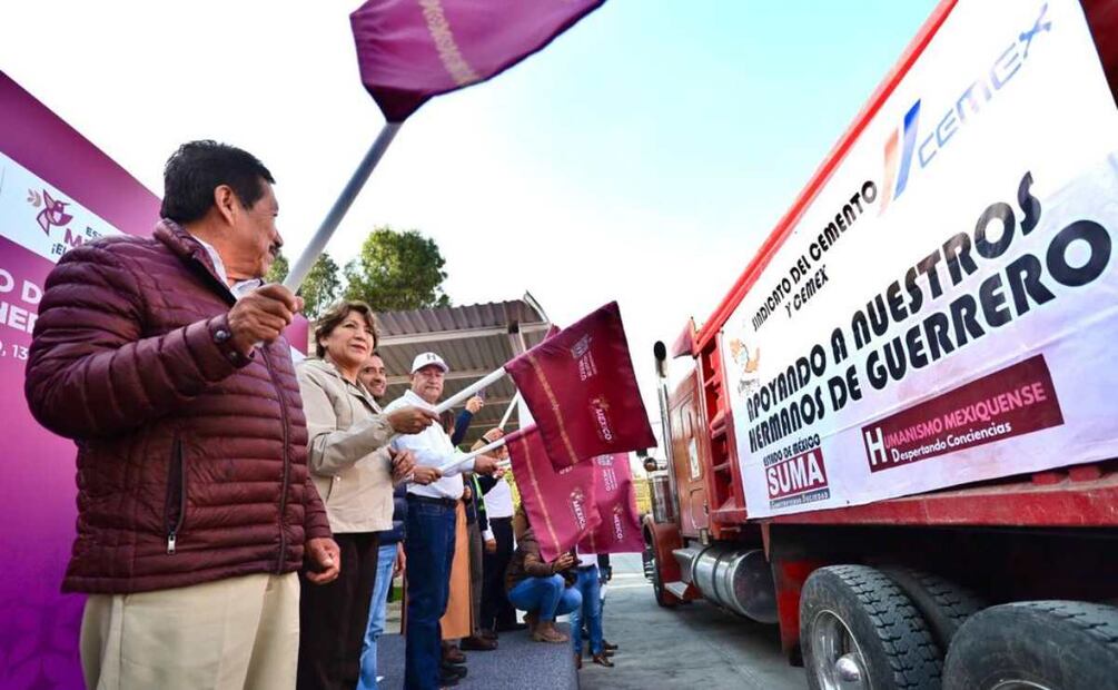 Delfina Gómez manda 60 camiones para la limpieza de Acapulco. Foto: Especial