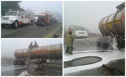 Chocan pipas y auto en carretera de Tabasco