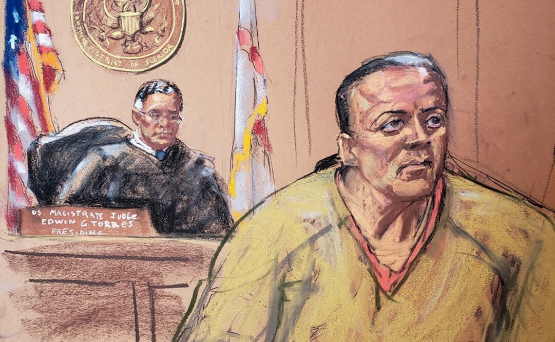 Cesar Sayoc, dibujado en una corte de Florida, acusado de enviar los explosivos. Foto: EFE