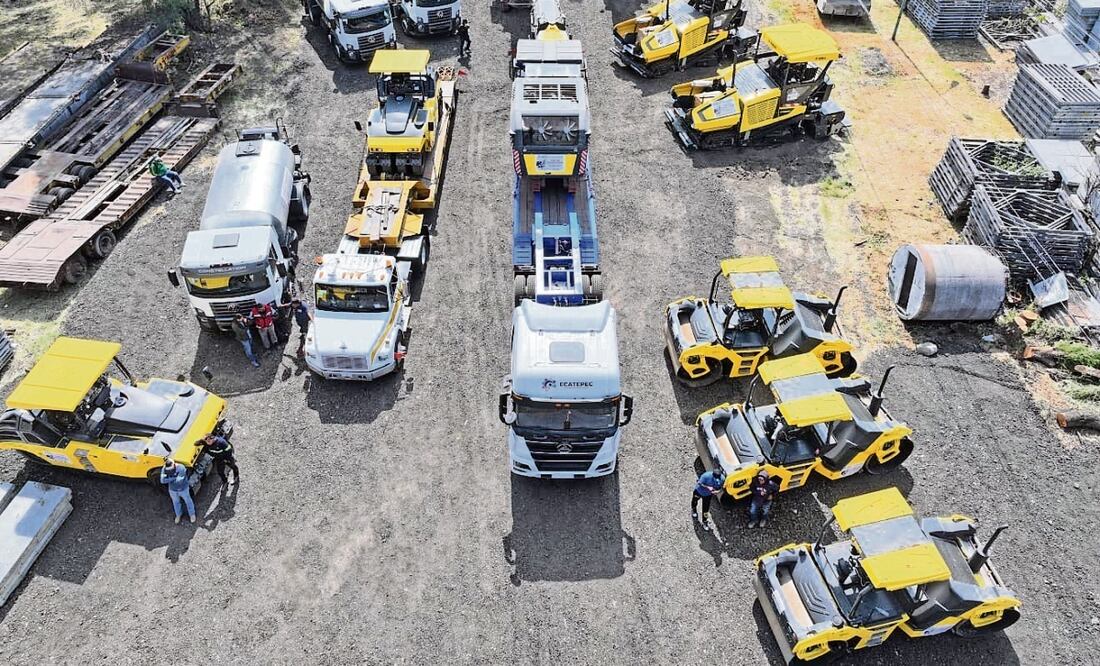 Ecatepec recibió un tren de pavimentación con valor de 35 mdp por parte de la SICT. Foto: Especial