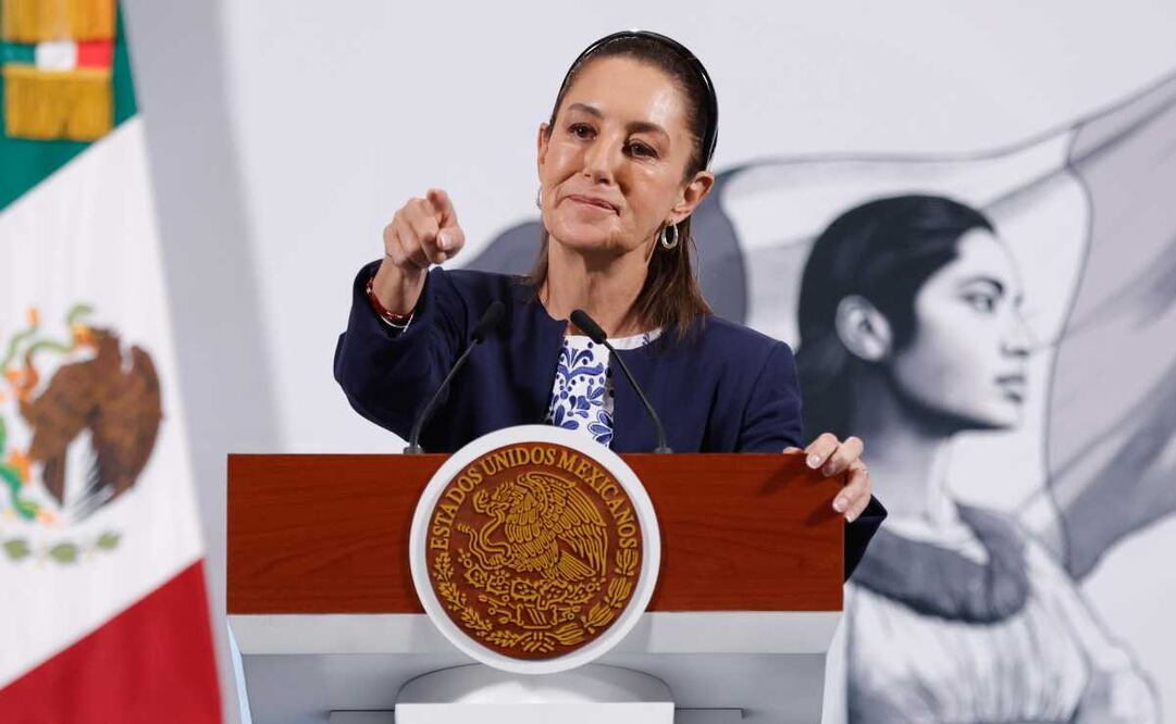 Claudia Sheinbaum, presidenta de México, durante la mañanera del 21 de abril del 2025 en Palacio Nacional. Foto: Diego Simón  / EL UNIVERSAL