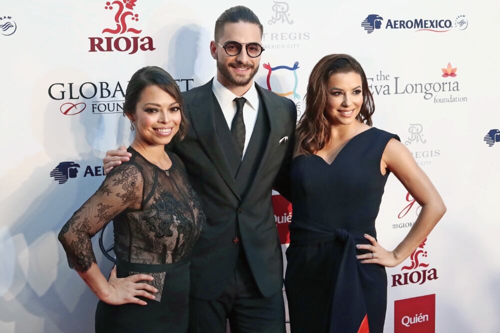 Alina Peralta, cofundadora de Global Gift; el reggaetonero Maluma y Eva Longoria  (FOTOS: ALEJANDRO ACOSTA. EL UNIVERSAL)