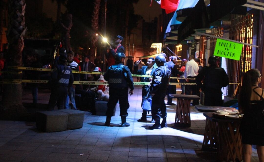 Local acordonado tras la balacera registrada la noche del viernes en Garibaldi Foto: SSP CDMX