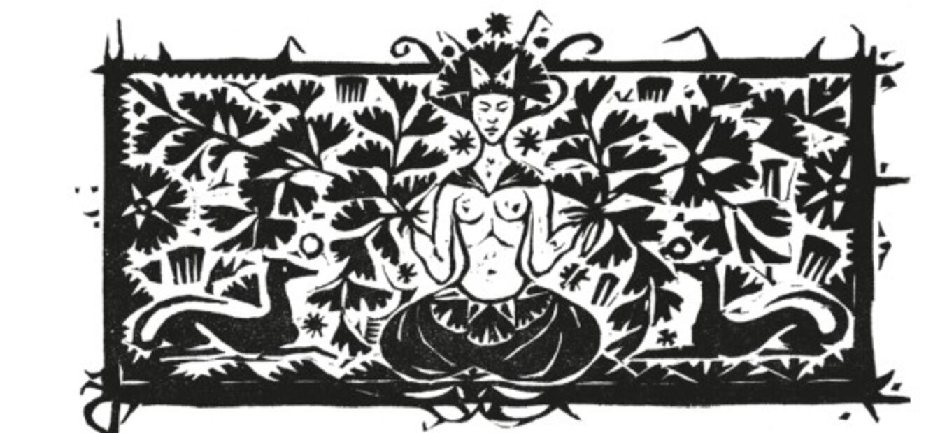 Gerrit Willem Dijsselhof. Mujer meditando y perros.