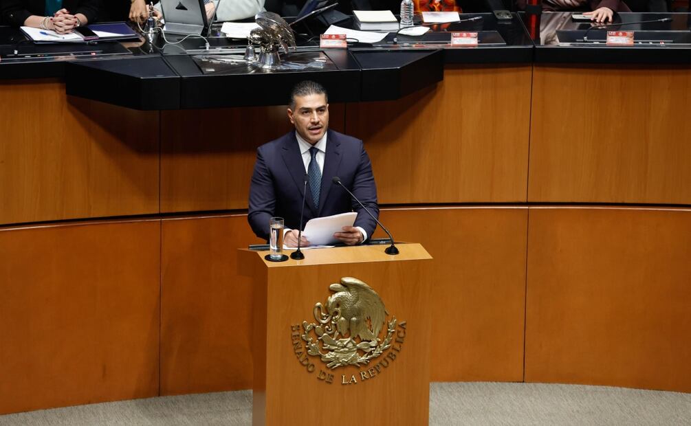 Comparecencia del secretario de Seguridad Omar García Harfuch, en el pleno del Senado (22/10/2025). Foto: Diego Simón Sánchez / EL UNIVERSAL
