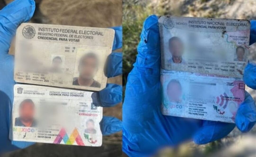 Identificaciones de migrantes localizados en zonas cercanas a la ciudad de Eagle Pass, condado de Maverick, Texas. Foto: INM