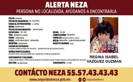 Buscan a Regina Isabel Vázquez de 2 años; se la arrebataron a sus abuelos en Nezahualcóyotl