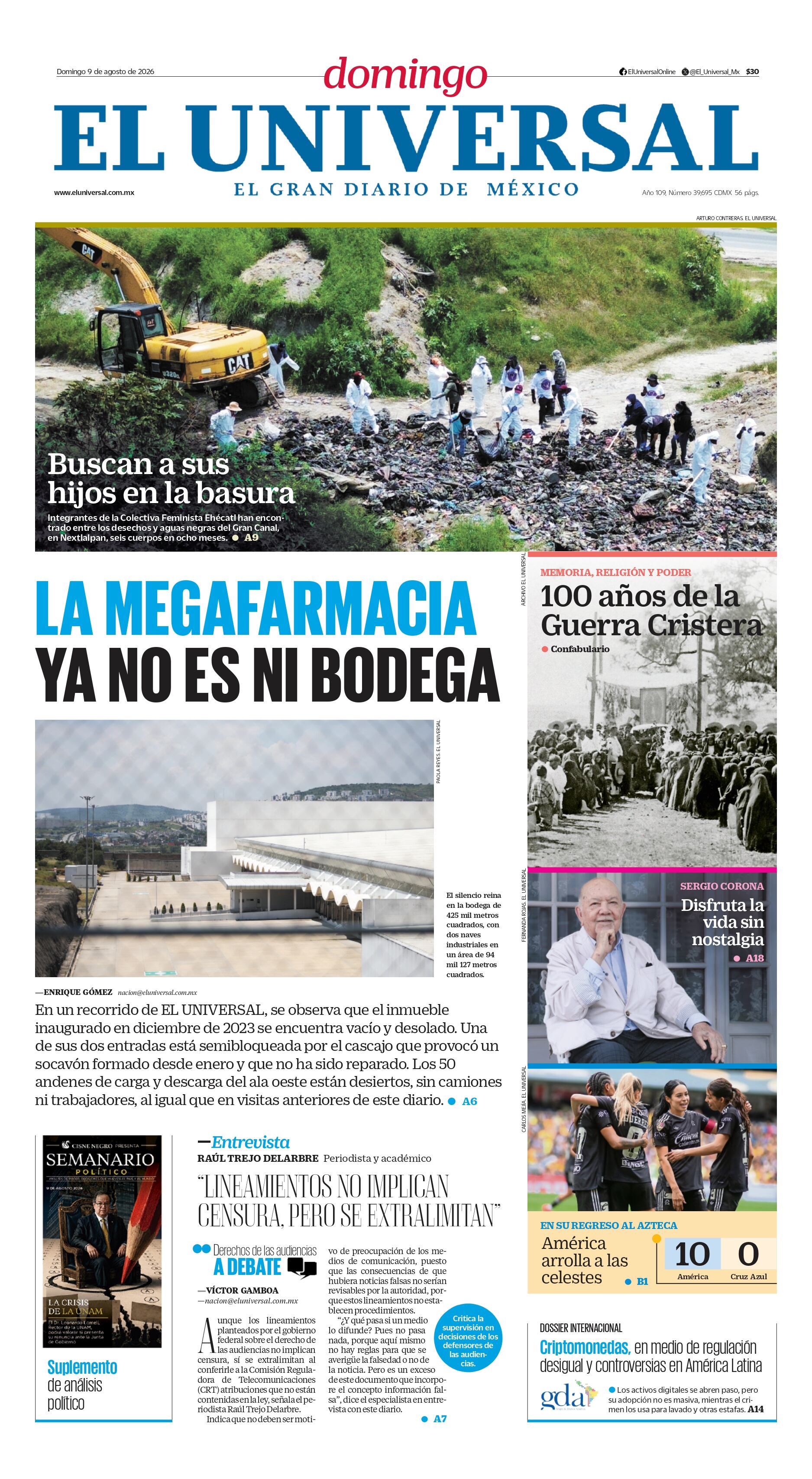 Portada impresa del 9 de agosto del 2026
