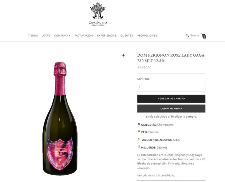 Dom Perignon Lady Gaga. Foto: Captura de Cava Sautto