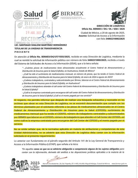 En agosto pasado, Birmex negó tener información sobre cuántas piezas de medicamentos están almacenadas actualmente en la bodega