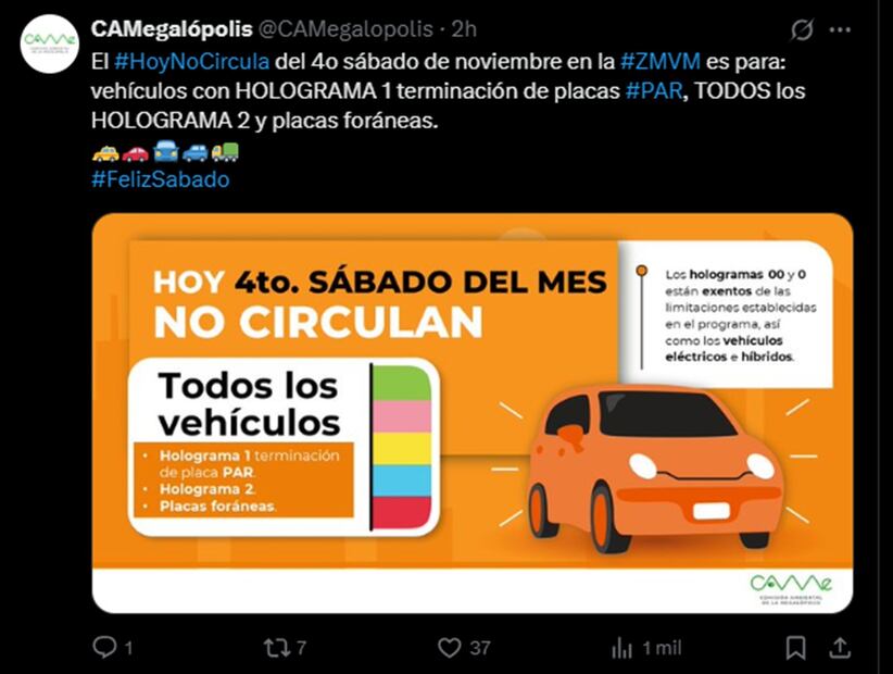 Hoy no circula. Foto: captura de pantalla