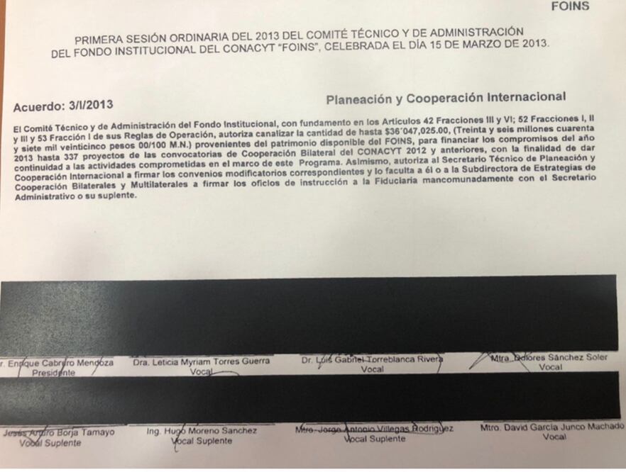 Documento fechado en 2013. Foto: Especial