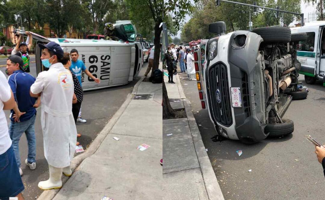 El accidente ocurrió a la 13:04 horas de la tarde de este martes, en el cruce de las Avenidas Mariquita Sánchez y el Eje 3 Oriente, en su tramo Carlota Armero. Foto: Especial