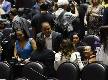 Diputadas de Morena arropan a Cuauhtémoc Blanco previo a votación sobre desafuero; “No estás solo”, expresan
