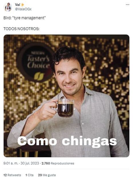 Los memes de "Checo" Pérez y el Gran Premio de Bélgica - Foto: Especial