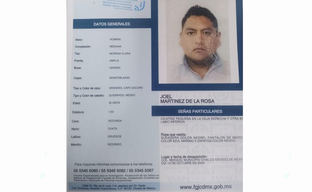 Fiscalía Capitalina difundió la ficha de búsqueda del taxista desaparecido (23/10/2024). Foto: Especial