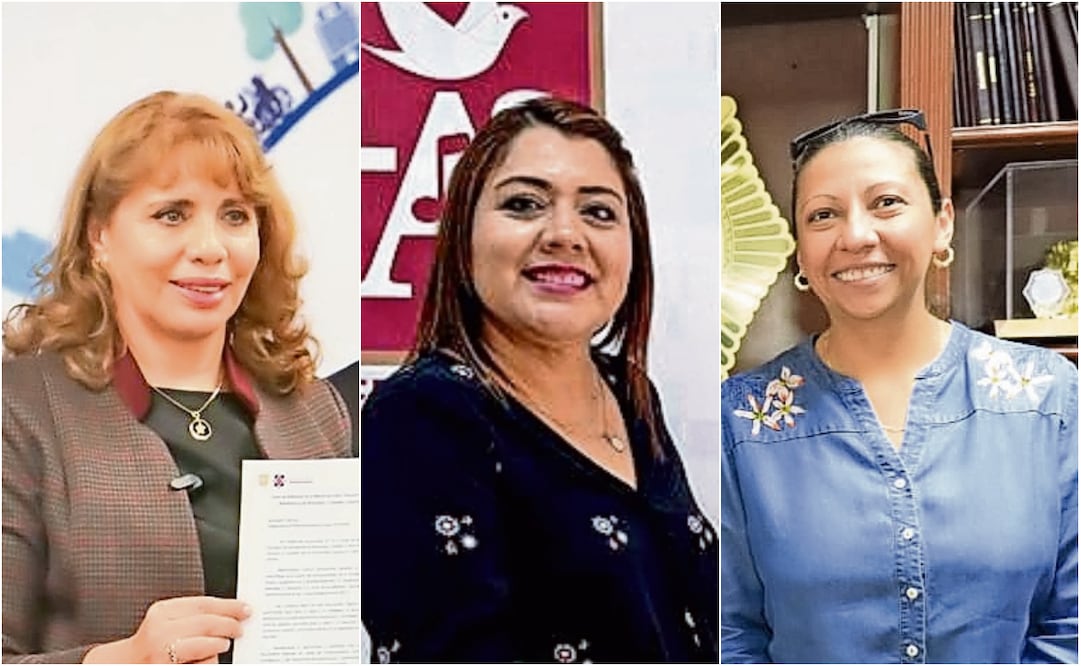 Judith Vanegas, Berenice Hernández y Evelyn Parra son las únicas ediles de Morena que se pueden reelegir, pues el resto ya cumplió dos periodos. Foto: Especial